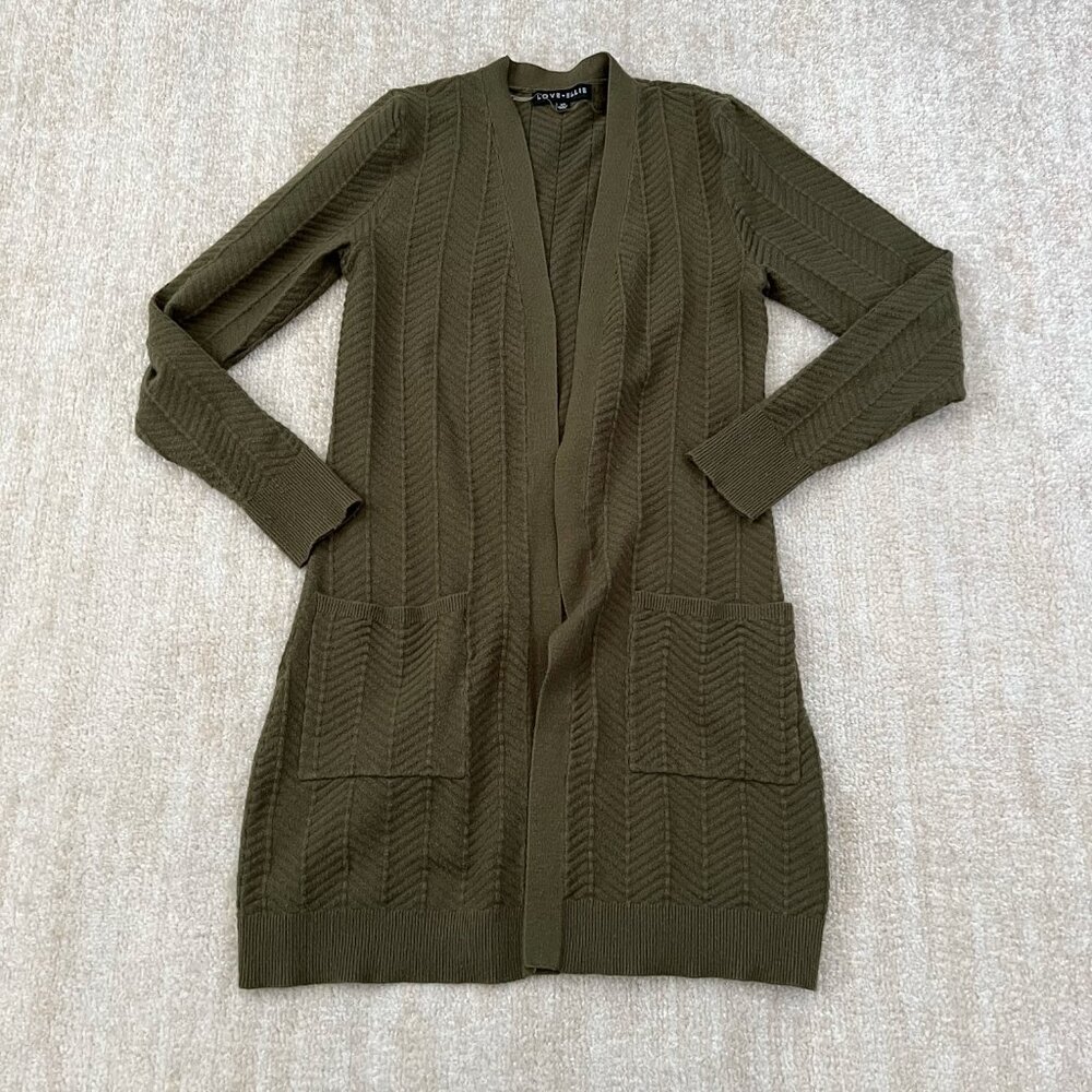 Stitch Fix Love Ellie Long Cardigan Sweater XS Green